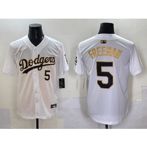 MLB Dodgers 5 Freddie Freeman White Gold Nike Cool Base Men Jersey MLB Dodgers 5 Freddie Freeman White Gold Nike Cool Base Men Jersey