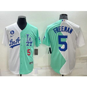 MLB Dodgers 5 Freddie Freeman White Green Nike Cool Base Split Men Jersey MLB Dodgers 5 Freddie Freeman White Green Nike Cool Base Split Men Jersey