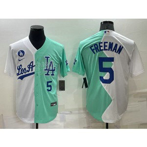 MLB Dodgers 5 Freddie Freeman White Green Split Nike Cool Base Men Jersey MLB Dodgers 5 Freddie Freeman White Green Split Nike Cool Base Men Jersey