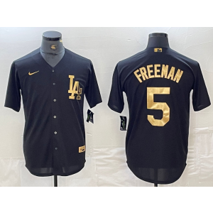 MLB Dodgers 5 Freeman Black Gold Nike Cool Base Men Jersey MLB Dodgers 5 Freeman Black Gold Nike Cool Base Men Jersey