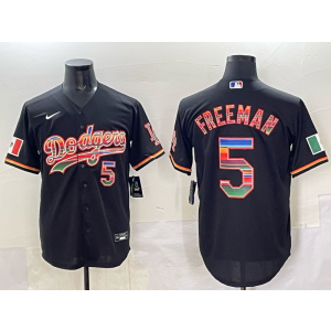 MLB Dodgers 5 Freeman Black Rainbow Nike Cool Base Men Jersey MLB Dodgers 5 Freeman Black Rainbow Nike Cool Base Men Jersey