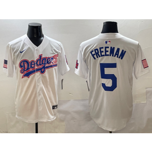MLB Dodgers 5 Freeman White USA Flag Nike Cool Base Men Jersey MLB Dodgers 5 Freeman White USA Flag Nike Cool Base Men Jersey