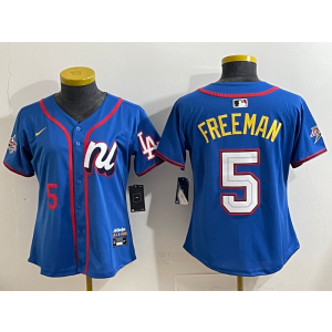 MLB Dodgers 5 Freeman Women Blue National League 2025 All Star Nike Cool Base Women Jersey MLB Dodgers 5 Freeman Women Blue National League 2025 All Star Nike Cool Base Women Jersey
