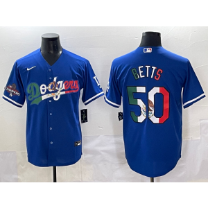 MLB Dodgers 50 Betts Blue Mexico Nike Cool Base Men Jersey MLB Dodgers 50 Betts Blue Mexico Nike Cool Base Men Jersey