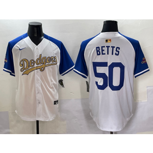 MLB Dodgers 50 Betts Blue White Gold Champion Nike Cool Base Men Jersey MLB Dodgers 50 Betts Blue White Gold Champion Nike Cool Base Men Jersey