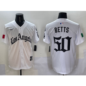 MLB Dodgers 50 Betts White Nike Cool Base Men Jersey MLB Dodgers 50 Betts White Nike Cool Base Men Jersey