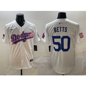 MLB Dodgers 50 Betts White USA Flag Nike Cool Base Men Jersey MLB Dodgers 50 Betts White USA Flag Nike Cool Base Men Jersey
