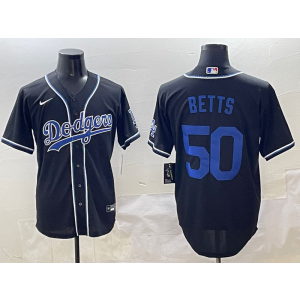 MLB Dodgers 50 Mookie Betts Black Blue Nike Cool Base Men Jersey MLB Dodgers 50 Mookie Betts Black Blue Nike Cool Base Men Jersey