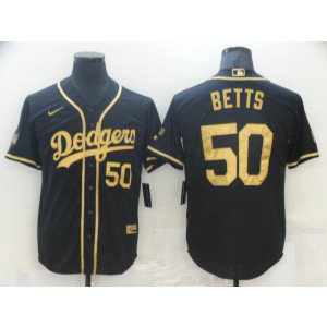 MLB Dodgers 50 Mookie Betts Black Gold Cool Base Men Jersey MLB Dodgers 50 Mookie Betts Black Gold Cool Base Men Jersey