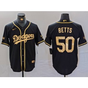 MLB Dodgers 50 Mookie Betts Black Gold Nike Cool Base Men Jersey MLB Dodgers 50 Mookie Betts Black Gold Nike Cool Base Men Jersey