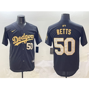 MLB Dodgers 50 Mookie Betts Black Gold Nike Cool Base Men Jersey MLB Dodgers 50 Mookie Betts Black Gold Nike Cool Base Men Jersey