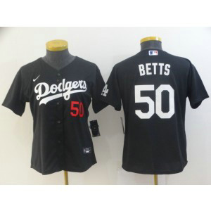 MLB Dodgers 50 Mookie Betts Black Nike Cool Base Women Jersey MLB Dodgers 50 Mookie Betts Black Nike Cool Base Women Jersey