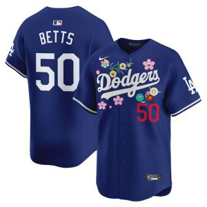 MLB Dodgers 50 Mookie Betts Blue 2025 Takashi Murakami Nike Cool Base Men Jersey MLB Dodgers 50 Mookie Betts Blue 2025 Takashi Murakami Nike Cool Base Men Jersey