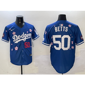 MLB Dodgers 50 Mookie Betts Blue 2025 Tokyo Series Nike Cool Base Men Jersey MLB Dodgers 50 Mookie Betts Blue 2025 Tokyo Series Nike Cool Base Men Jersey