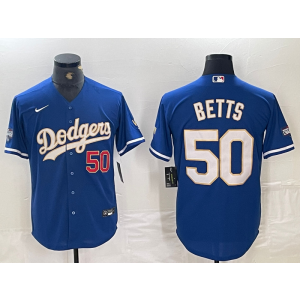 MLB Dodgers 50 Mookie Betts Blue Gold Nike Cool Base Men Jersey MLB Dodgers 50 Mookie Betts Blue Gold Nike Cool Base Men Jersey