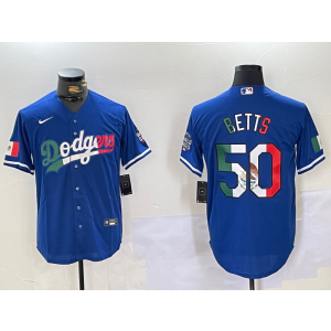 MLB Dodgers 50 Mookie Betts Blue Mexico Nike Cool Base Men Jersey MLB Dodgers 50 Mookie Betts Blue Mexico Nike Cool Base Men Jersey