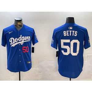MLB Dodgers 50 Mookie Betts Blue Nike Cool Base Men Jersey MLB Dodgers 50 Mookie Betts Blue Nike Cool Base Men Jersey
