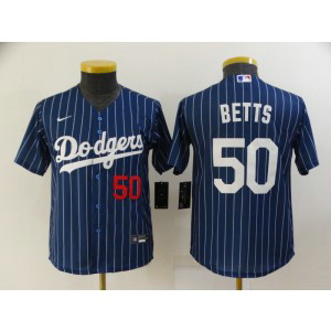 MLB Dodgers 50 Mookie Betts Blue Nike Cool Base Youth Jersey