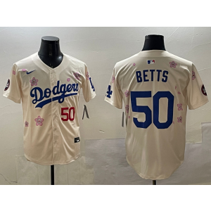MLB Dodgers 50 Mookie Betts Cream 2025 Tokyo Series Nike Cool Base Men Jersey MLB Dodgers 50 Mookie Betts Cream 2025 Tokyo Series Nike Cool Base Men Jersey