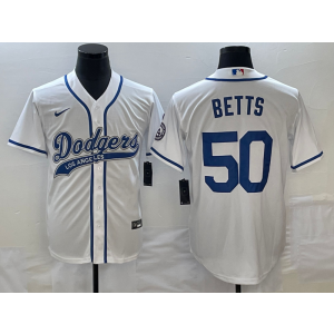 MLB Dodgers 50 Mookie Betts White Baseball Logo Nike Cool Base Men Jersey MLB Dodgers 50 Mookie Betts White Baseball Logo Nike Cool Base Men Jersey