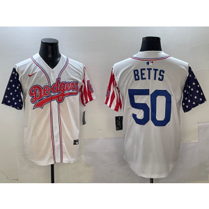 MLB Dodgers 50 Mookie Betts White USA Flag Nike Cool Base Men Jersey MLB Dodgers 50 Mookie Betts White USA Flag Nike Cool Base Men Jersey