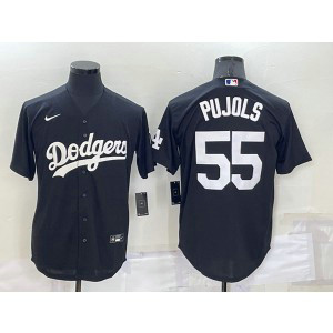 MLB Dodgers 55 Albert Pujols Black Nike Cool Base Baseball Men Jersey MLB Dodgers 55 Albert Pujols Black Nike Cool Base Baseball Men Jersey