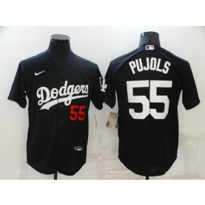 MLB Dodgers 55 Albert Pujols Black Nike Cool Base Men Jersey MLB Dodgers 55 Albert Pujols Black Nike Cool Base Men Jersey