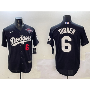 MLB Dodgers 6 Trea Turner Black 2024 Champion Nike Cool Base Men Jersey MLB Dodgers 6 Trea Turner Black 2024 Champion Nike Cool Base Men Jersey