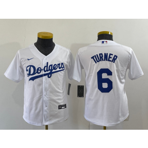 MLB Dodgers 6 Trea Turner White Nike Cool Base Youth Jersey MLB Dodgers 6 Trea Turner White Nike Cool Base Youth Jersey