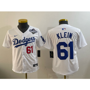 MLB Dodgers 61 Klein White 2025 World Series Nike Cool Base Youth Jersey MLB Dodgers 61 Klein White 2025 World Series Nike Cool Base Youth Jersey