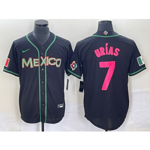MLB Dodgers 7 Julio Urias Black Pink Mexico Nike Cool Base Men Jersey MLB Dodgers 7 Julio Urias Black Pink Mexico Nike Cool Base Men Jersey