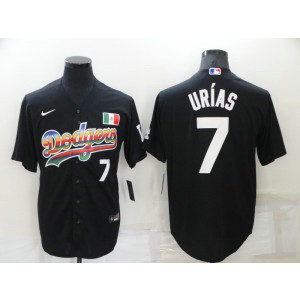 MLB Dodgers 7 Julio Urias Black Rainbow Nike Cool Base Men Jersey 1 MLB Dodgers 7 Julio Urias Black Rainbow Nike Cool Base Men Jersey 1