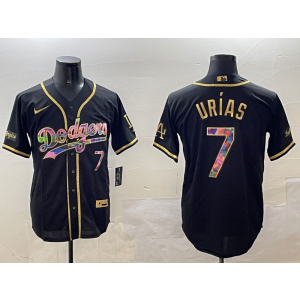 MLB Dodgers 7 Julio Urias Black Rainbow Nike Cool Base Men Jersey MLB Dodgers 7 Julio Urias Black Rainbow Nike Cool Base Men Jersey