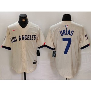 MLB Dodgers 7 Julio Urias Cream 2024 City Connect Nike Cool Base Men Jersey MLB Dodgers 7 Julio Urias Cream 2024 City Connect Nike Cool Base Men Jersey