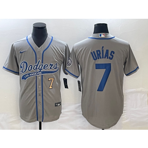 MLB Dodgers 7 Julio Urias Grey Baseball Logo Nike Cool Base Men Jersey MLB Dodgers 7 Julio Urias Grey Baseball Logo Nike Cool Base Men Jersey