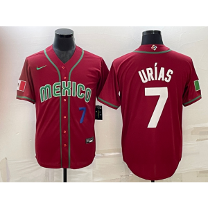 MLB Dodgers 7 Julio Urias Red Mexico 2023 World Series Men Jersey MLB Dodgers 7 Julio Urias Red Mexico 2023 World Series Men Jersey