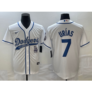 MLB Dodgers 7 Julio Urias White Baseball Logo Nike Cool Base Men Jersey MLB Dodgers 7 Julio Urias White Baseball Logo Nike Cool Base Men Jersey