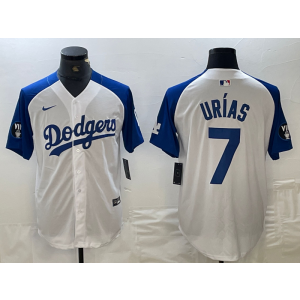 MLB Dodgers 7 Julio Urias White Blue Nike Cool Base Men Jersey MLB Dodgers 7 Julio Urias White Blue Nike Cool Base Men Jersey