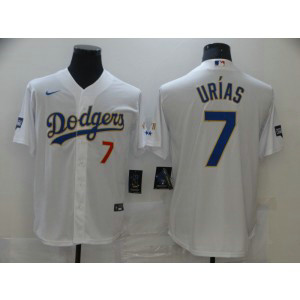 MLB Dodgers 7 Julio Urias White Gold Champion Cool Base Men Jersey MLB Dodgers 7 Julio Urias White Gold Champion Cool Base Men Jersey