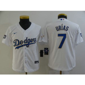 MLB Dodgers 7 Julio Urias White Gold Champion Cool Base Youth Jersey MLB Dodgers 7 Julio Urias White Gold Champion Cool Base Youth Jersey