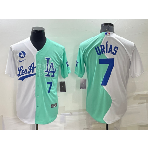 MLB Dodgers 7 Julio Urias White Green Nike Cool Base Split Men Jersey MLB Dodgers 7 Julio Urias White Green Nike Cool Base Split Men Jersey