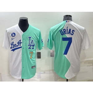 MLB Dodgers 7 Julio Urias White Green Split Nike Cool Base Men Jersey MLB Dodgers 7 Julio Urias White Green Split Nike Cool Base Men Jersey