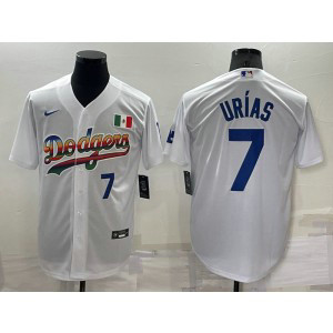 MLB Dodgers 7 Julio Urias White Rainbow Cool Base Men Jersey MLB Dodgers 7 Julio Urias White Rainbow Cool Base Men Jersey