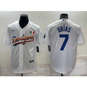 MLB Dodgers 7 Julio Urias White Rainbow Nike Cool Base Men Jersey MLB Dodgers 7 Julio Urias White Rainbow Nike Cool Base Men Jersey