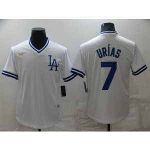 MLB Dodgers 7 Julio Urias White Throwback Men Jersey MLB Dodgers 7 Julio Urias White Throwback Men Jersey