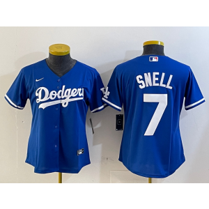MLB Dodgers 7 Snell Blue Nike Cool Base Women Jersey MLB Dodgers 7 Snell Blue Nike Cool Base Women Jersey