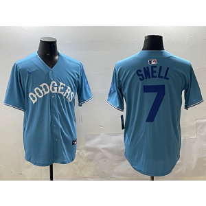 MLB Dodgers 7 Snell Light Blue Nike Cool Base Men Jersey MLB Dodgers 7 Snell Light Blue Nike Cool Base Men Jersey