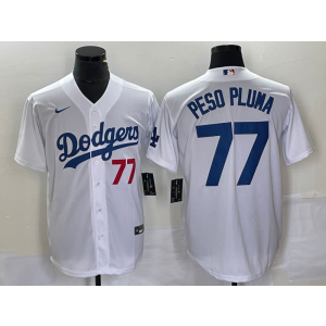 MLB Dodgers 77 Peso Pluma White Nike Cool Base Men Jersey MLB Dodgers 77 Peso Pluma White Nike Cool Base Men Jersey