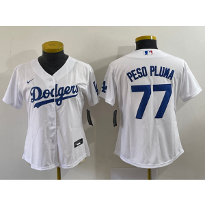 MLB Dodgers 77 Peso Pluma White Nike Cool Base Women Jersey MLB Dodgers 77 Peso Pluma White Nike Cool Base Women Jersey