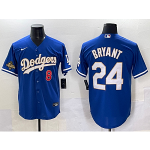MLB Dodgers 8 & 24 Kobe Blue Gold Nike Cool Base Men Jersey MLB Dodgers 8 & 24 Kobe Blue Gold Nike Cool Base Men Jersey